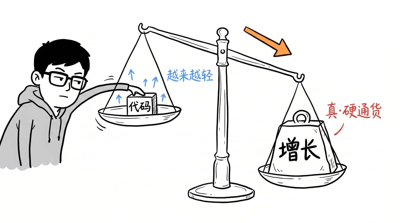 图 01:代码越压越轻,增长越压越重