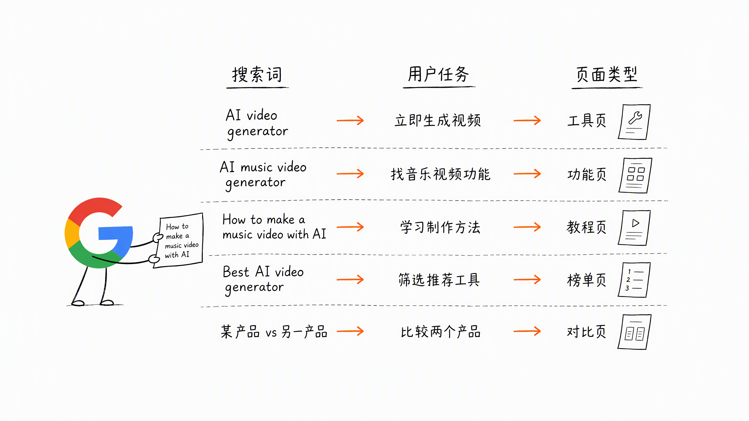 图 0.1-3：搜索词、用户任务与页面类型