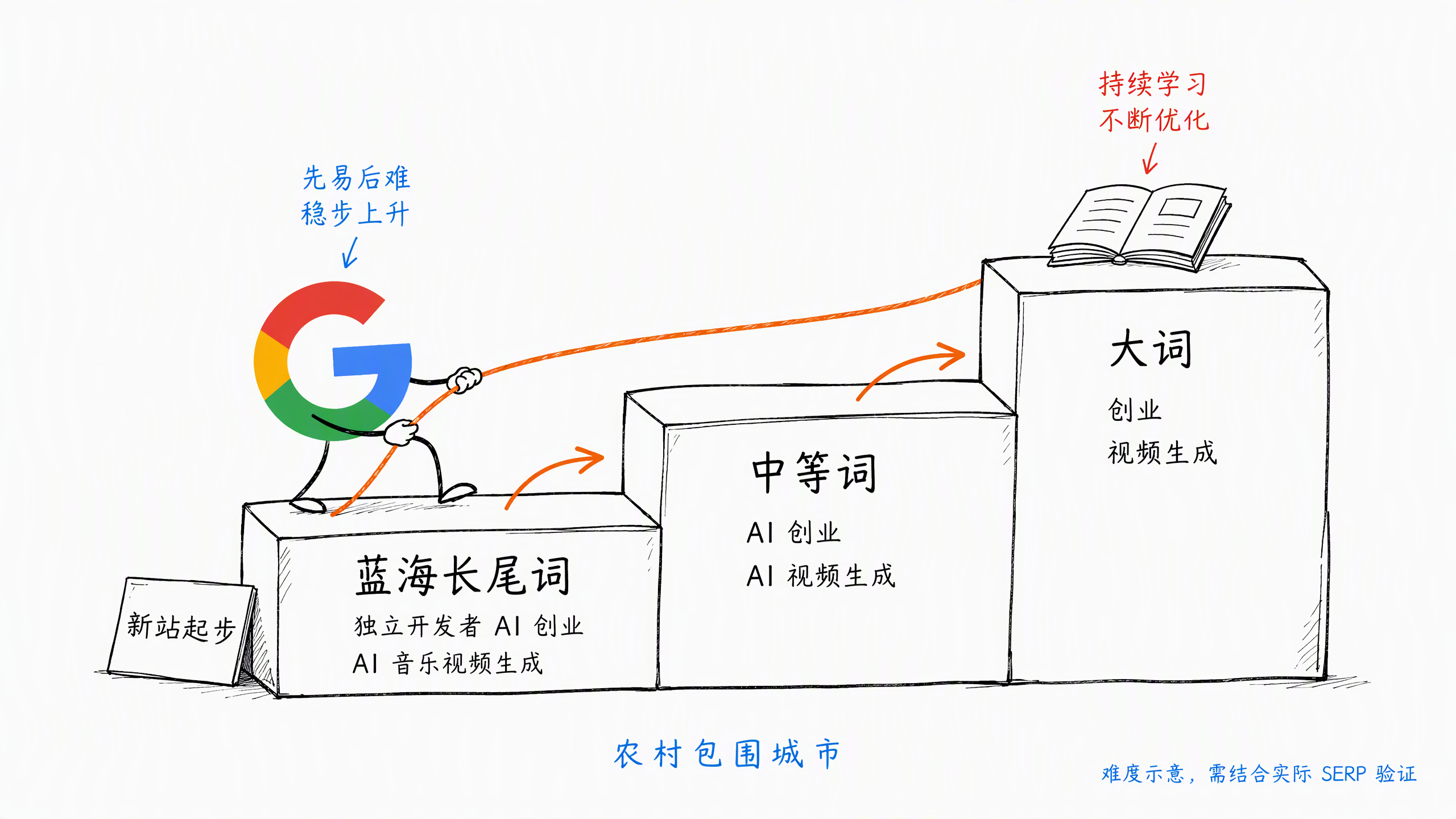 图 1-4：从长尾词逐步参与竞争