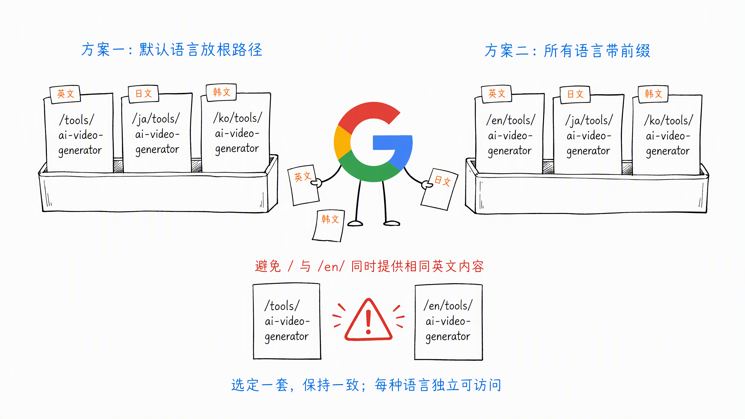 图 7-9:多语言 URL 的两种方案