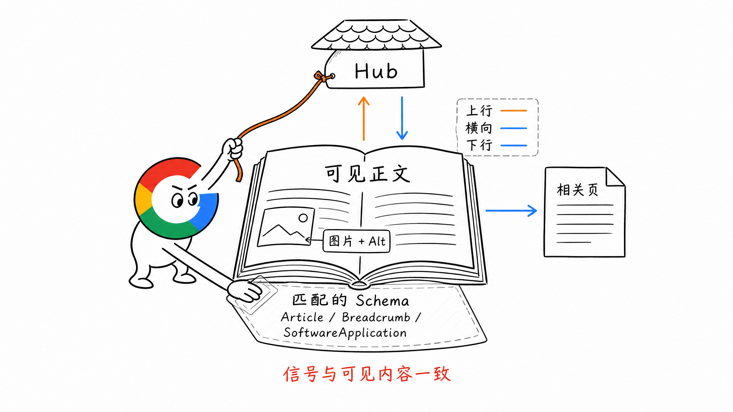 内链、图片 Alt 和 Schema 帮助理解页面内容
