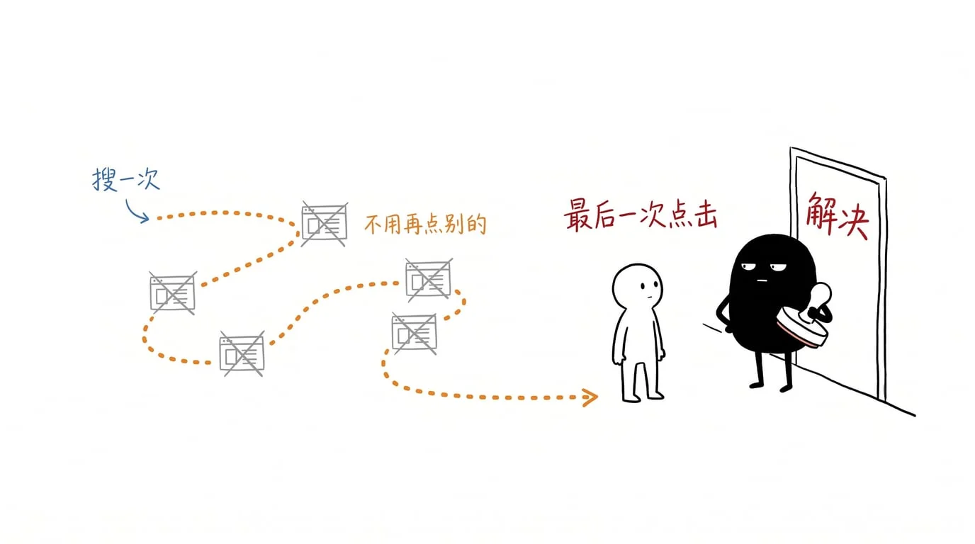 图 02:用户搜一次就解决,不用再点别的,这就是最后一次点击